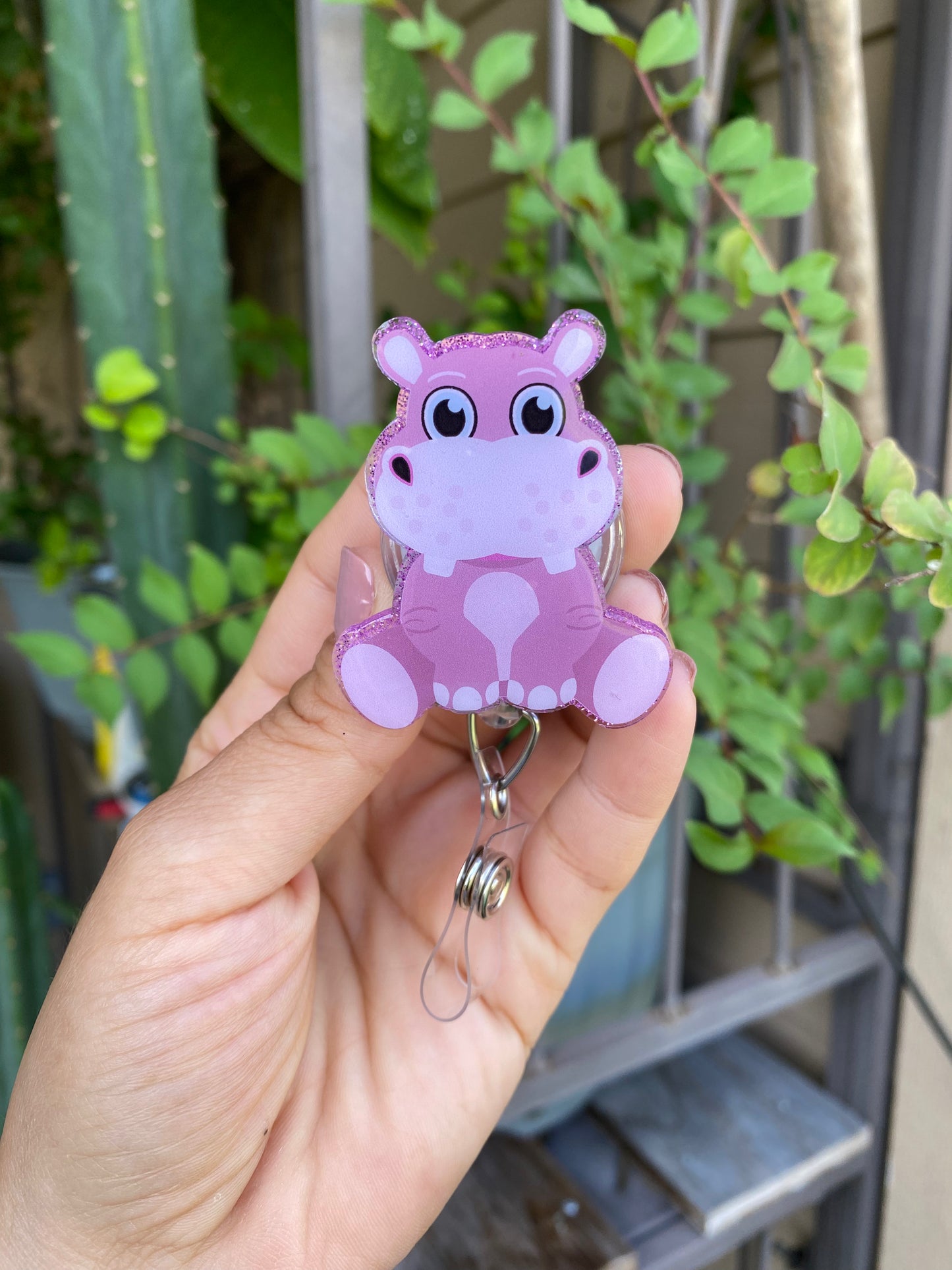 Animal Badge Reel - Sitting Hippo 🦛