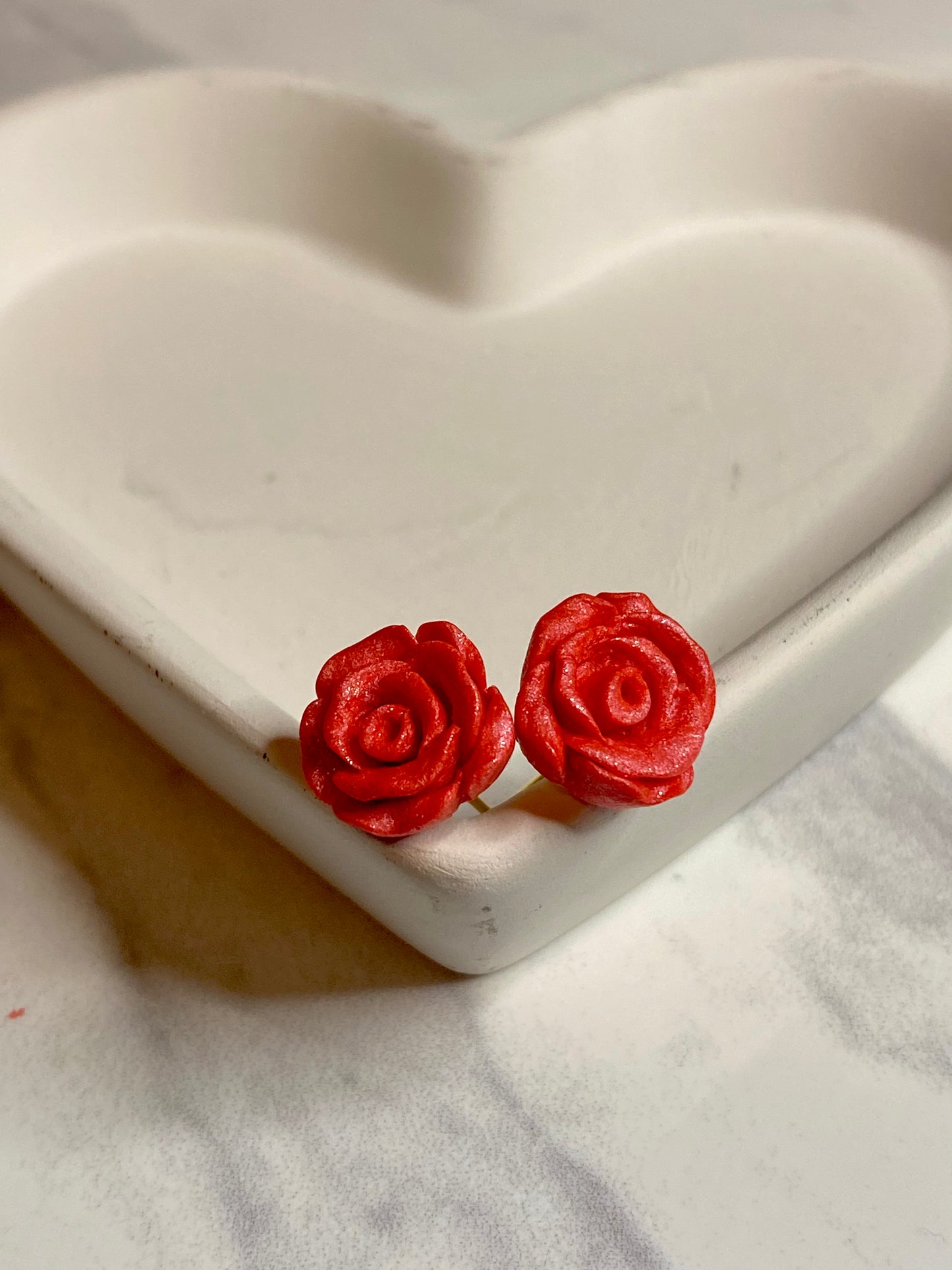 Earring Studs - Glitter Pink Roses