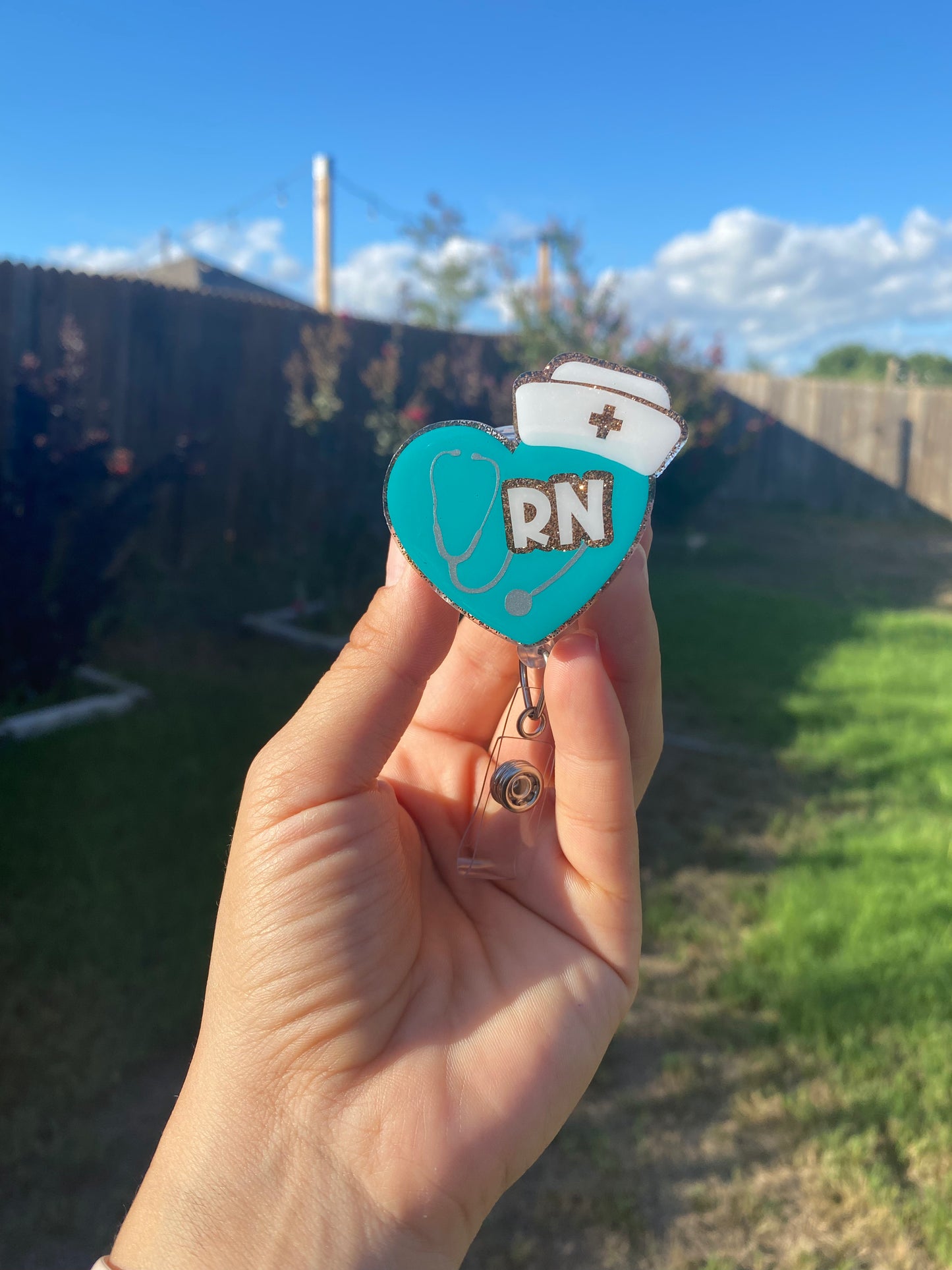 Medical Badge Reel - RN Heart W/Nurse Hat