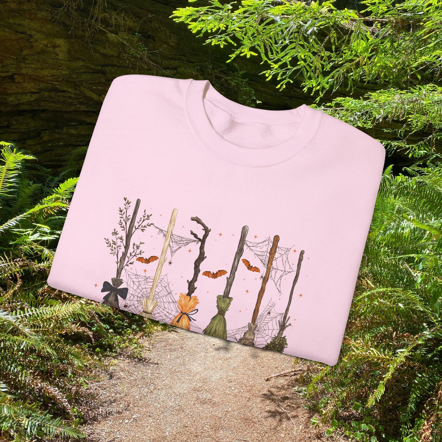 Crewneck Sweatshirt with Witch Broomstick Ride Options