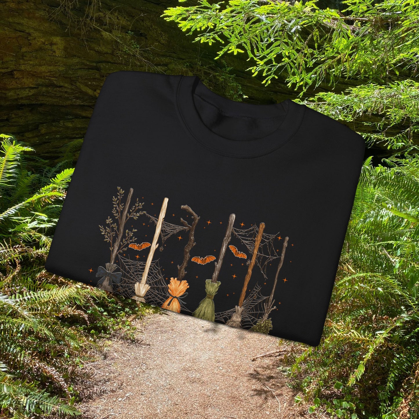 Crewneck Sweatshirt with Witch Broomstick Ride Options