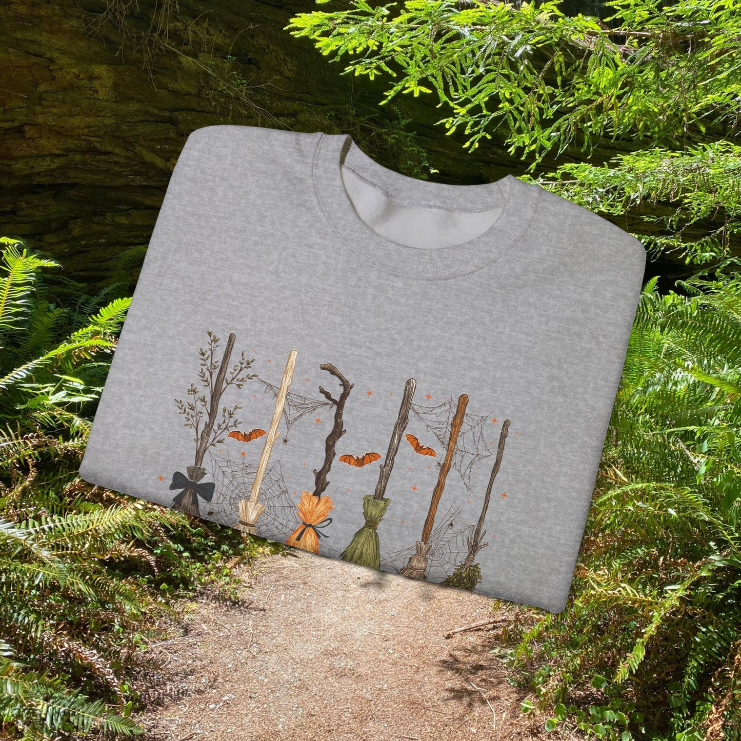 Crewneck Sweatshirt with Witch Broomstick Ride Options