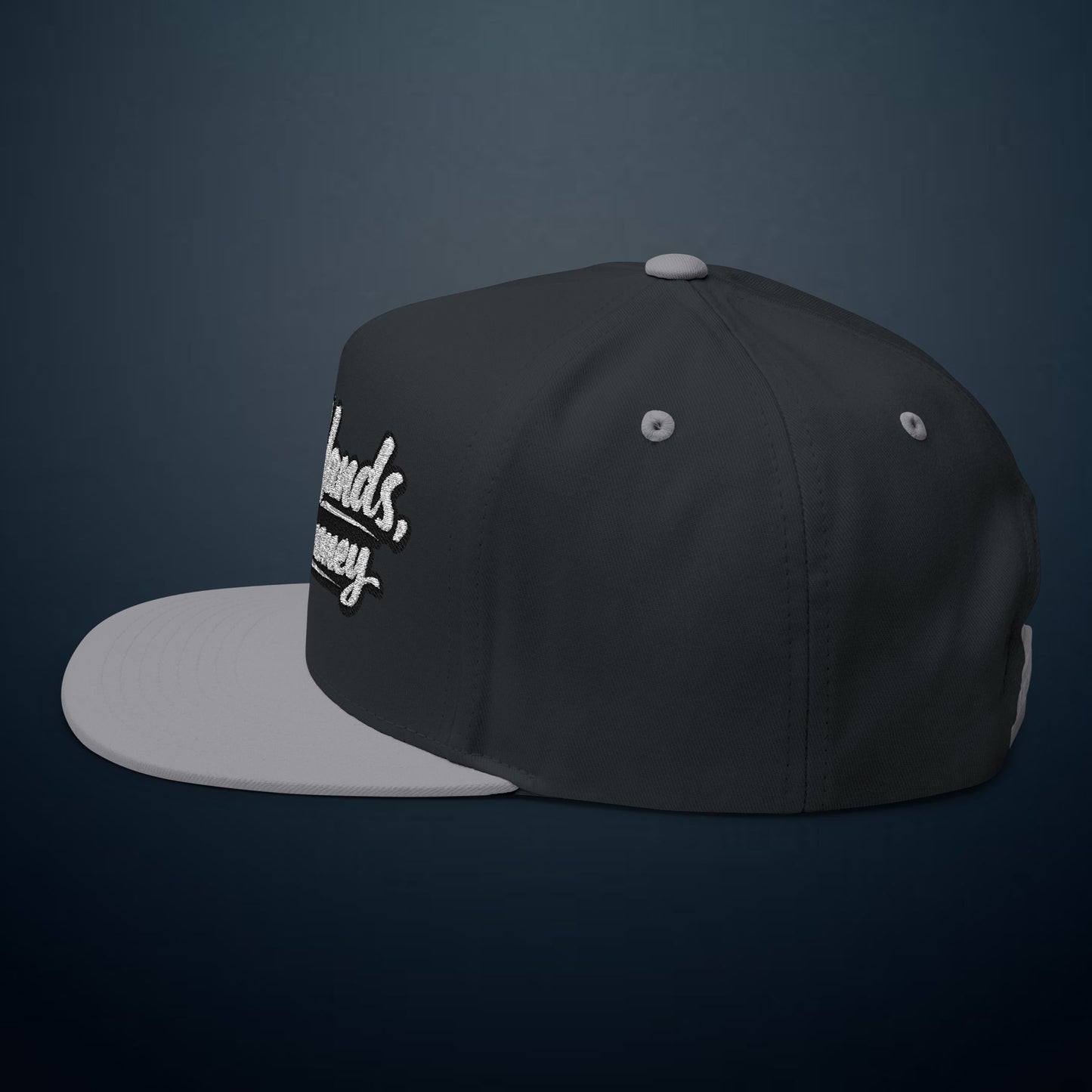 Flat Bill Cap — "Dirty Hands, Clean Money" Embroidered Snapback
