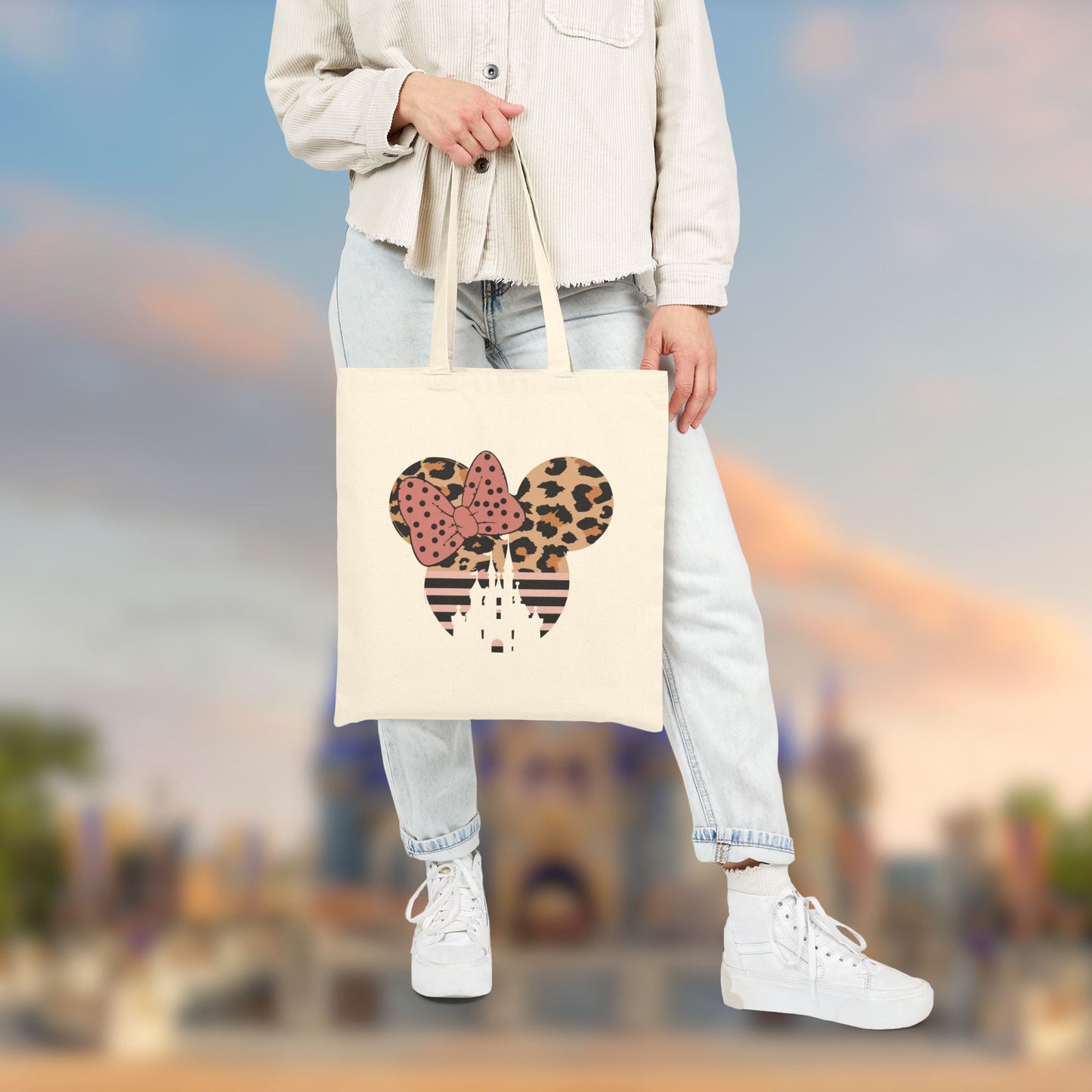 Tote Bag Girl Mouse Leopard Pattern