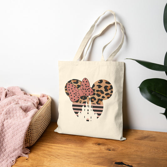 Tote Bag Girl Mouse Leopard Pattern