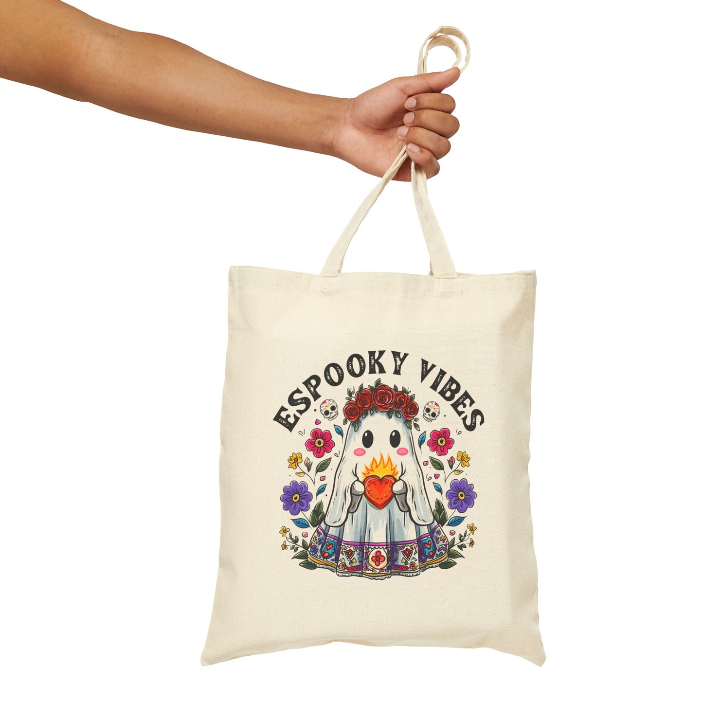 Tote Bag - Espooky Vibes Halloween Cotton Canvas Tote Bag