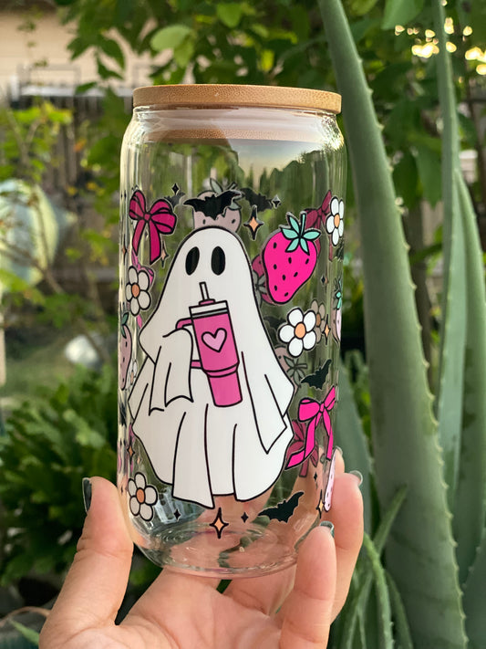 Halloween Glass Cup - Ghostie 👻 and Fresas 🍓