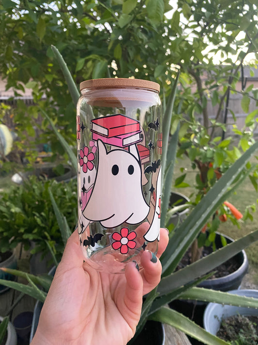 Halloween Glass Cup - Reading Ghostie 👻 📖