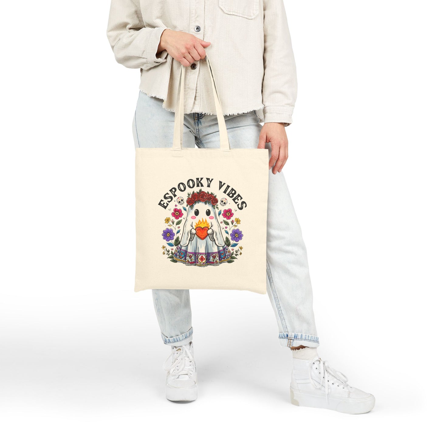 Tote Bag - Espooky Vibes Halloween Cotton Canvas Tote Bag