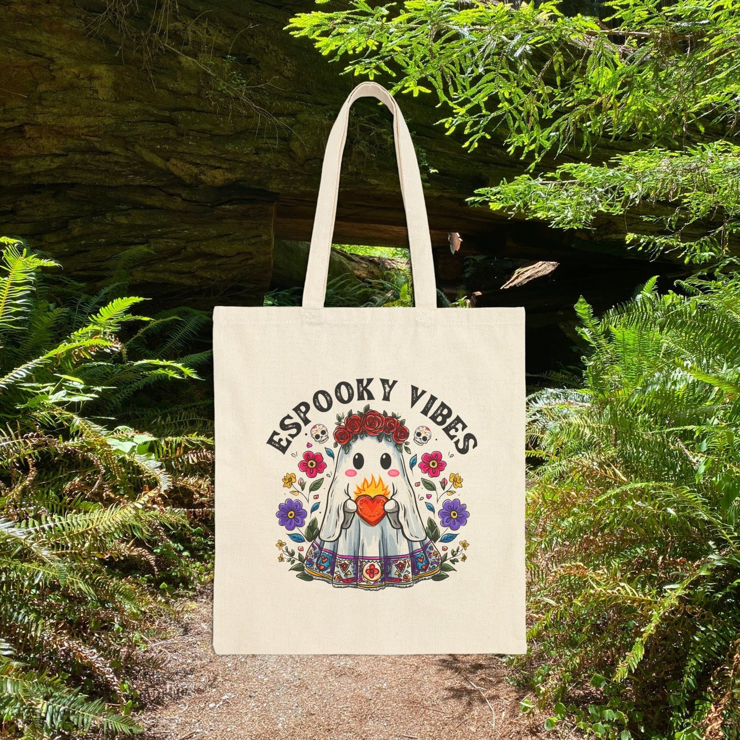 Tote Bag - Espooky Vibes Halloween Cotton Canvas Tote Bag