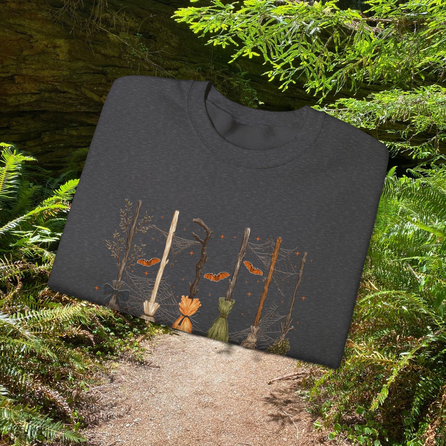 Crewneck Sweatshirt with Witch Broomstick Ride Options