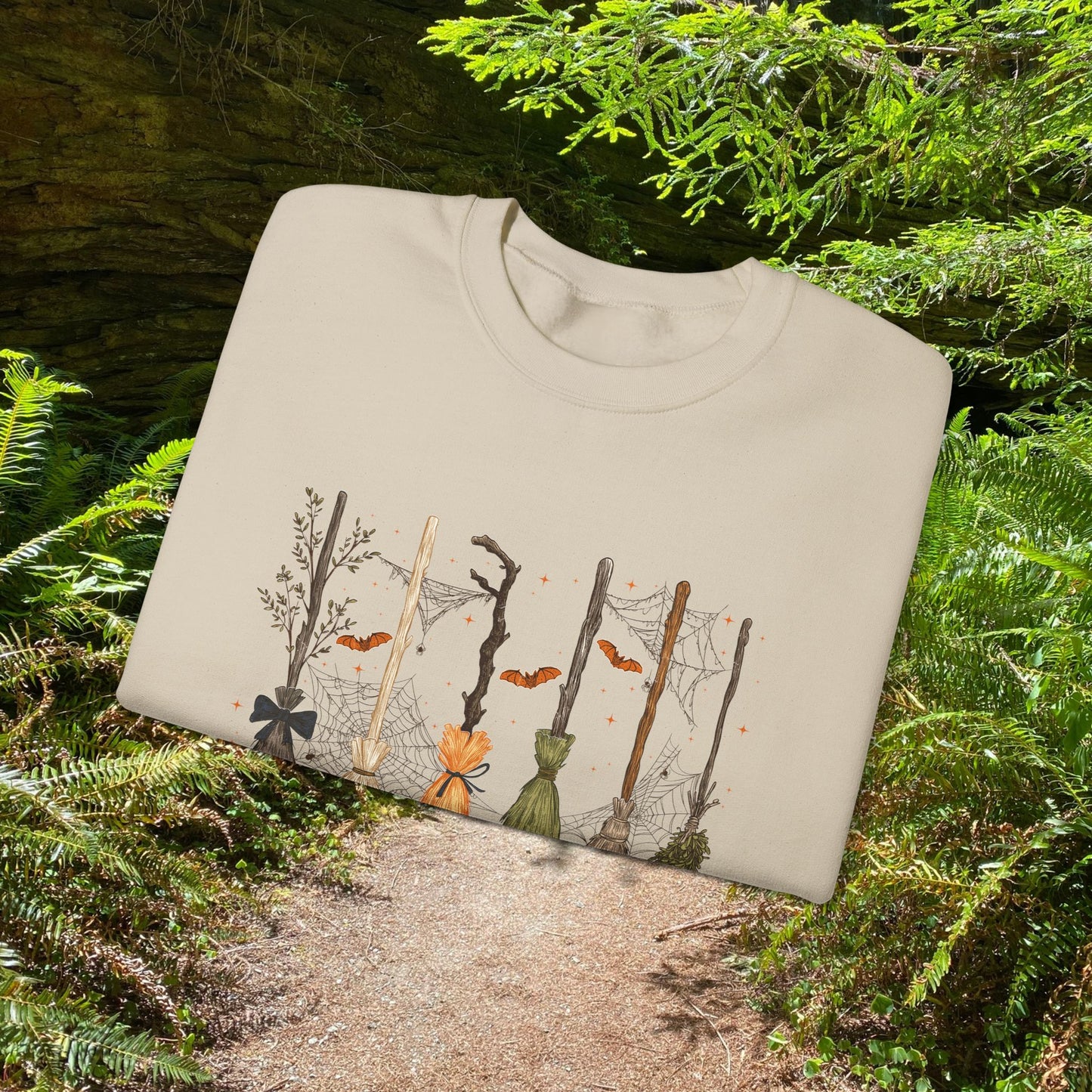 Crewneck Sweatshirt with Witch Broomstick Ride Options