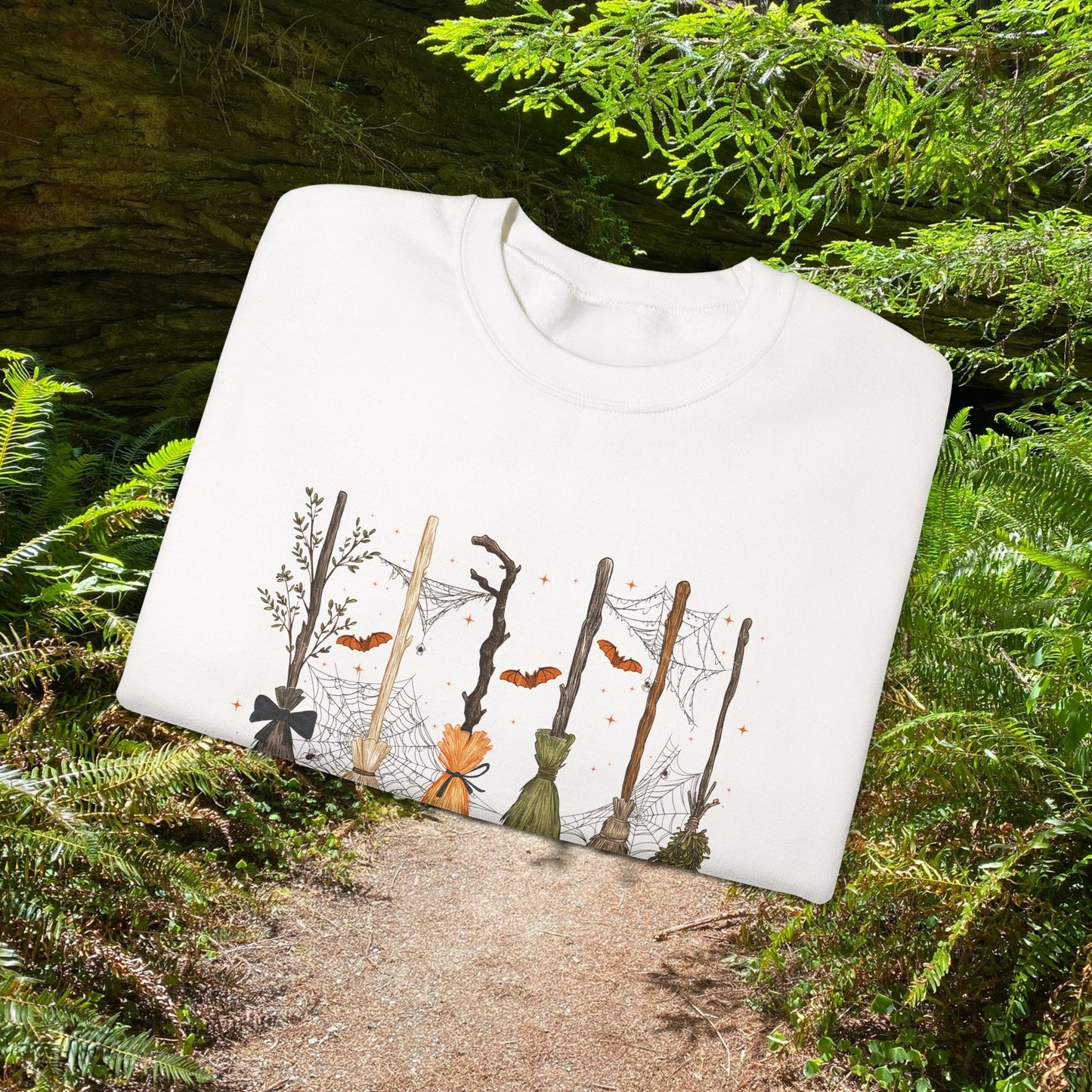 Crewneck Sweatshirt with Witch Broomstick Ride Options