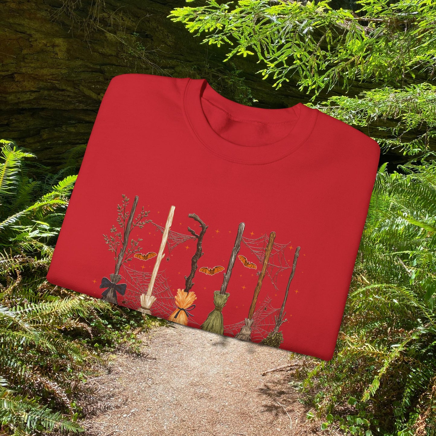 Crewneck Sweatshirt with Witch Broomstick Ride Options
