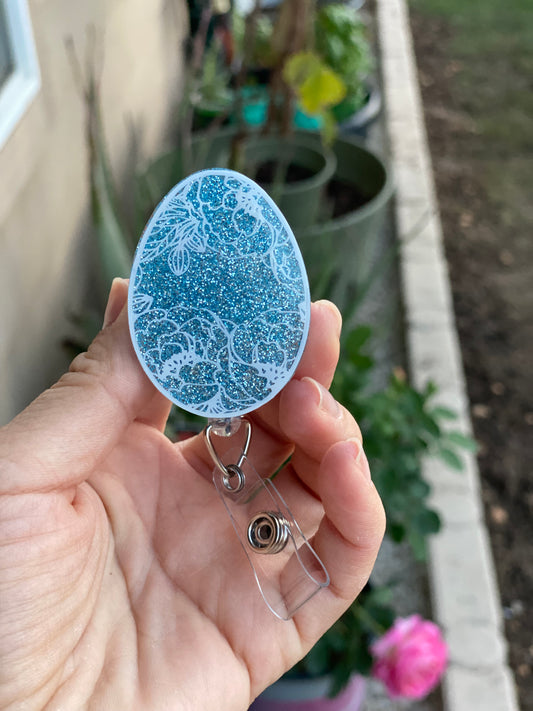 Easter Badge Reel - Floral Print Easter Egg