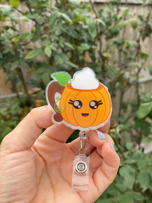 Fall Badge Reel - Pumpkin Mug