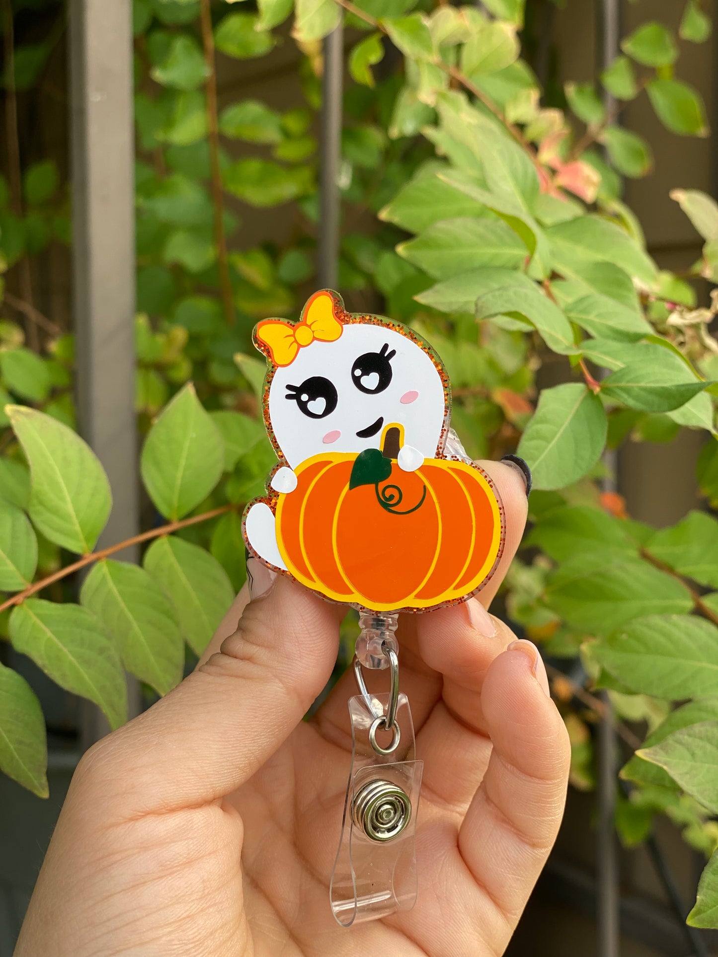 Halloween Badge Reel - Pumpkin 🎃 Ghostie