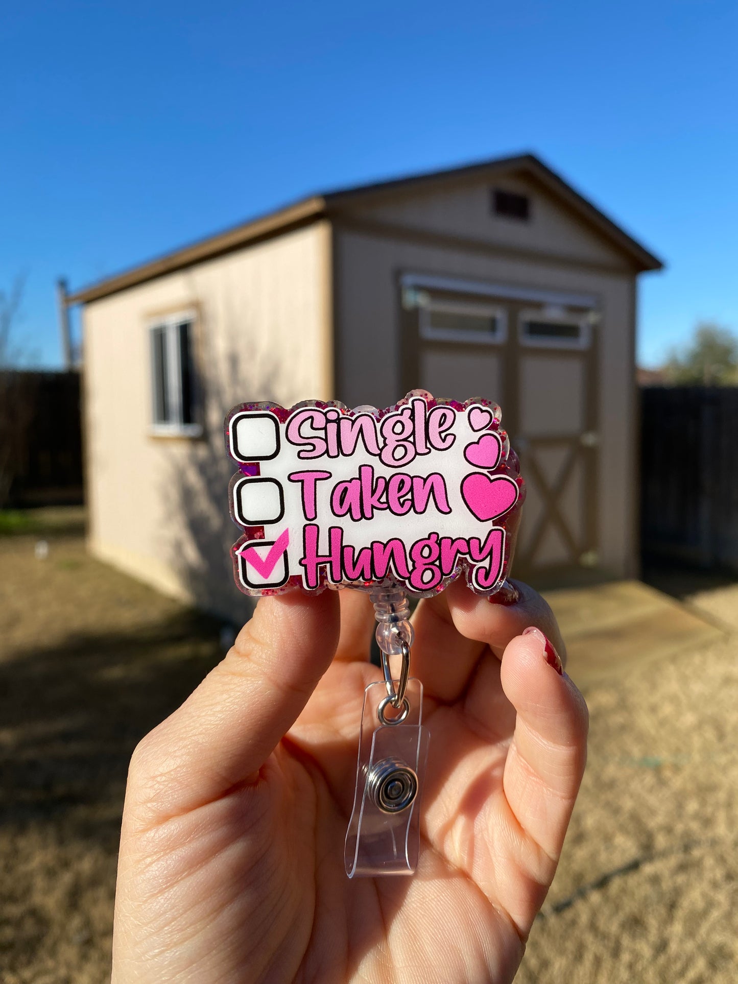 Valentines Badge Reel - Single, Taken, Hungry