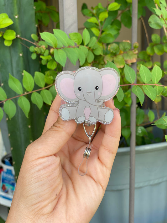 Animal Badge Reel - Sitting Elephant 🐘