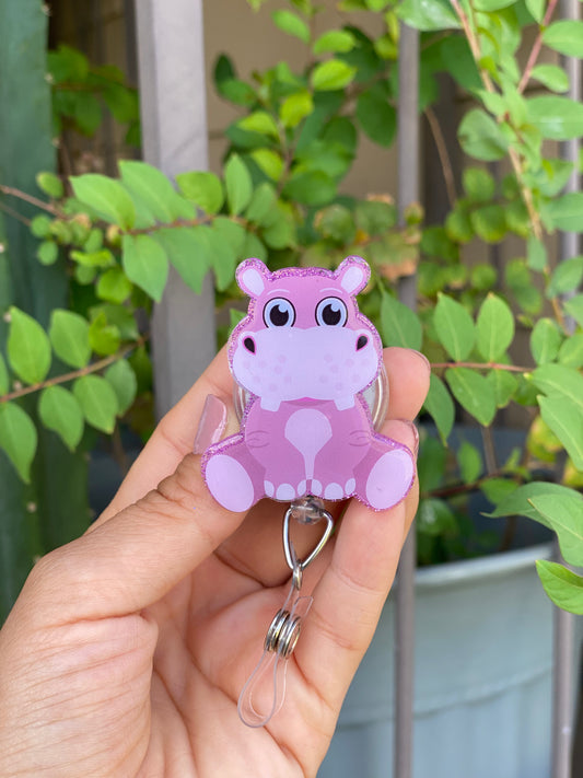 Animal Badge Reel - Sitting Hippo 🦛
