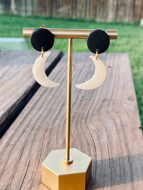 Earrings - Clay Opal Moon