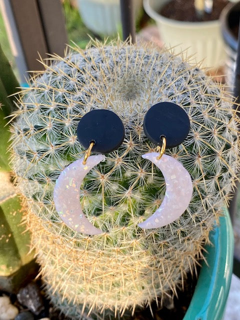 Earrings - Clay Opal Moon