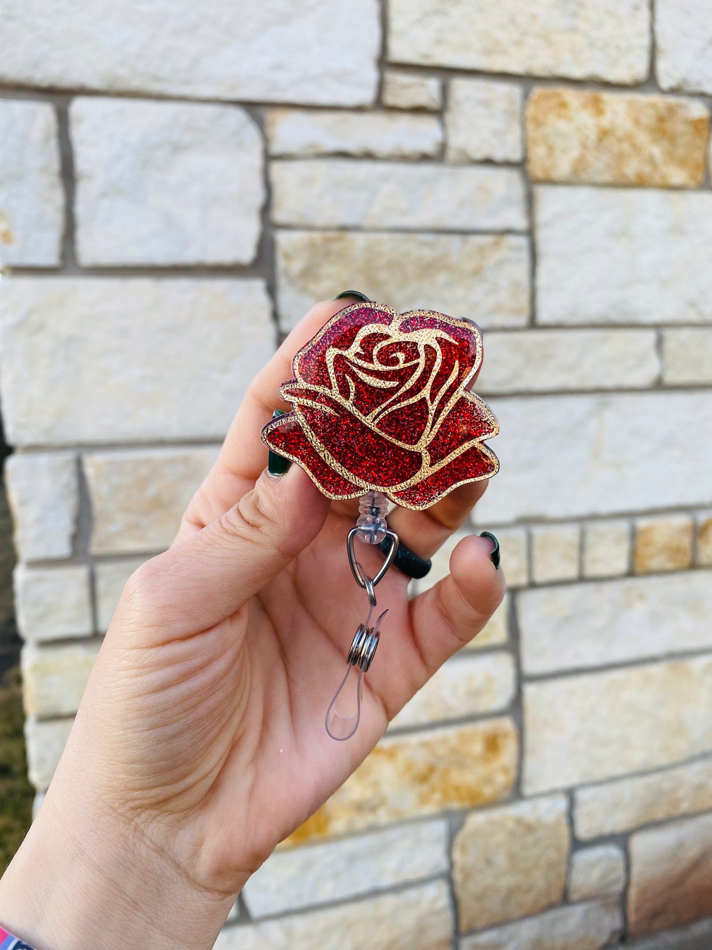 Floral Badge Reel - Rose 🌹