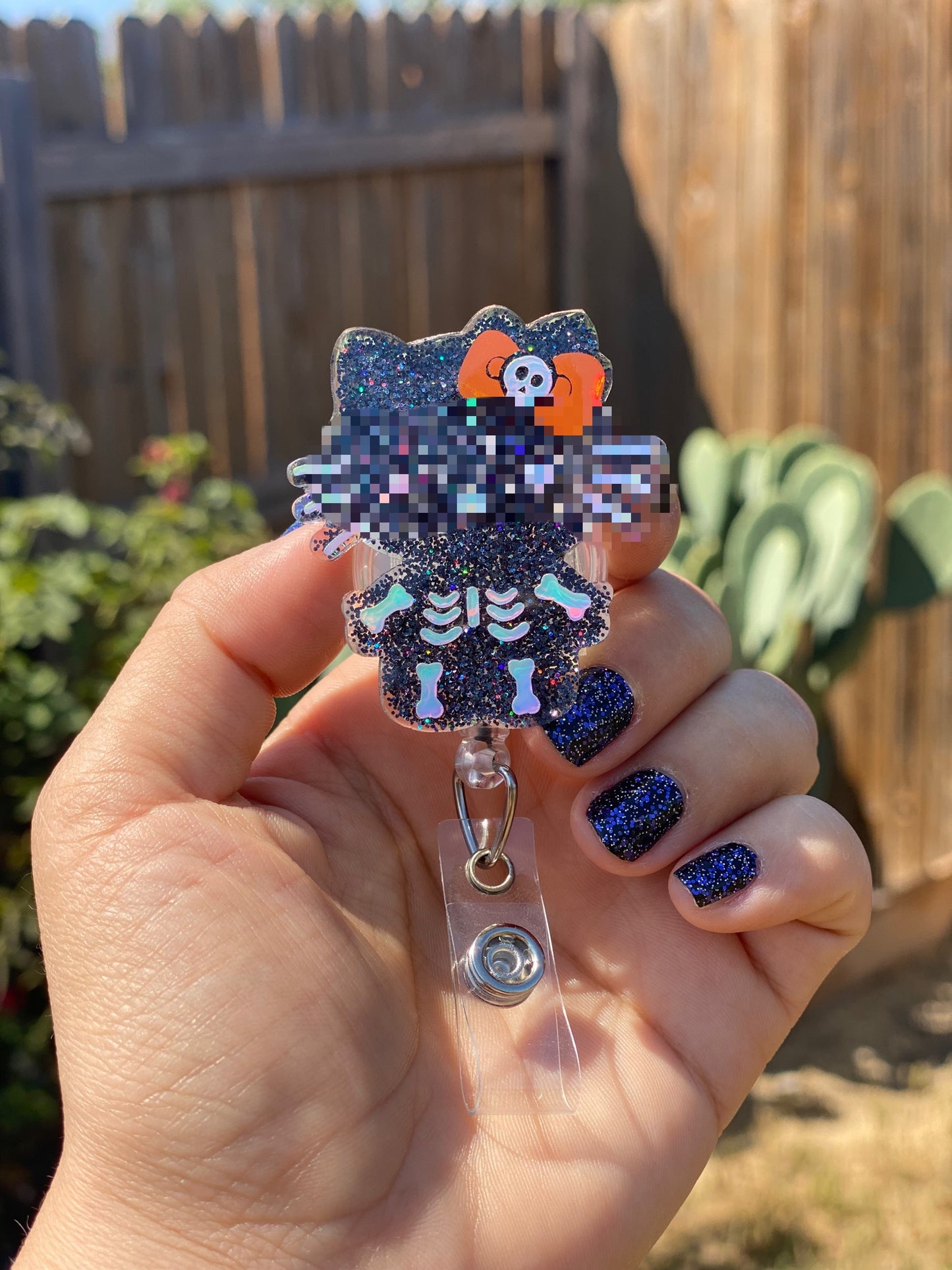Halloween Badge Reel - Skeleton 🩻 Kitty 🐈‍⬛