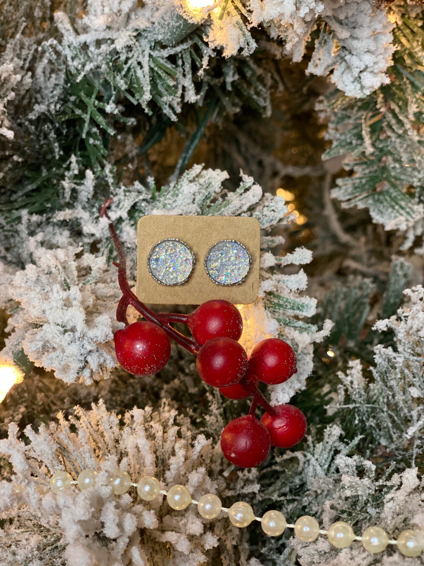 Earring Studs - Iridescent Druzy