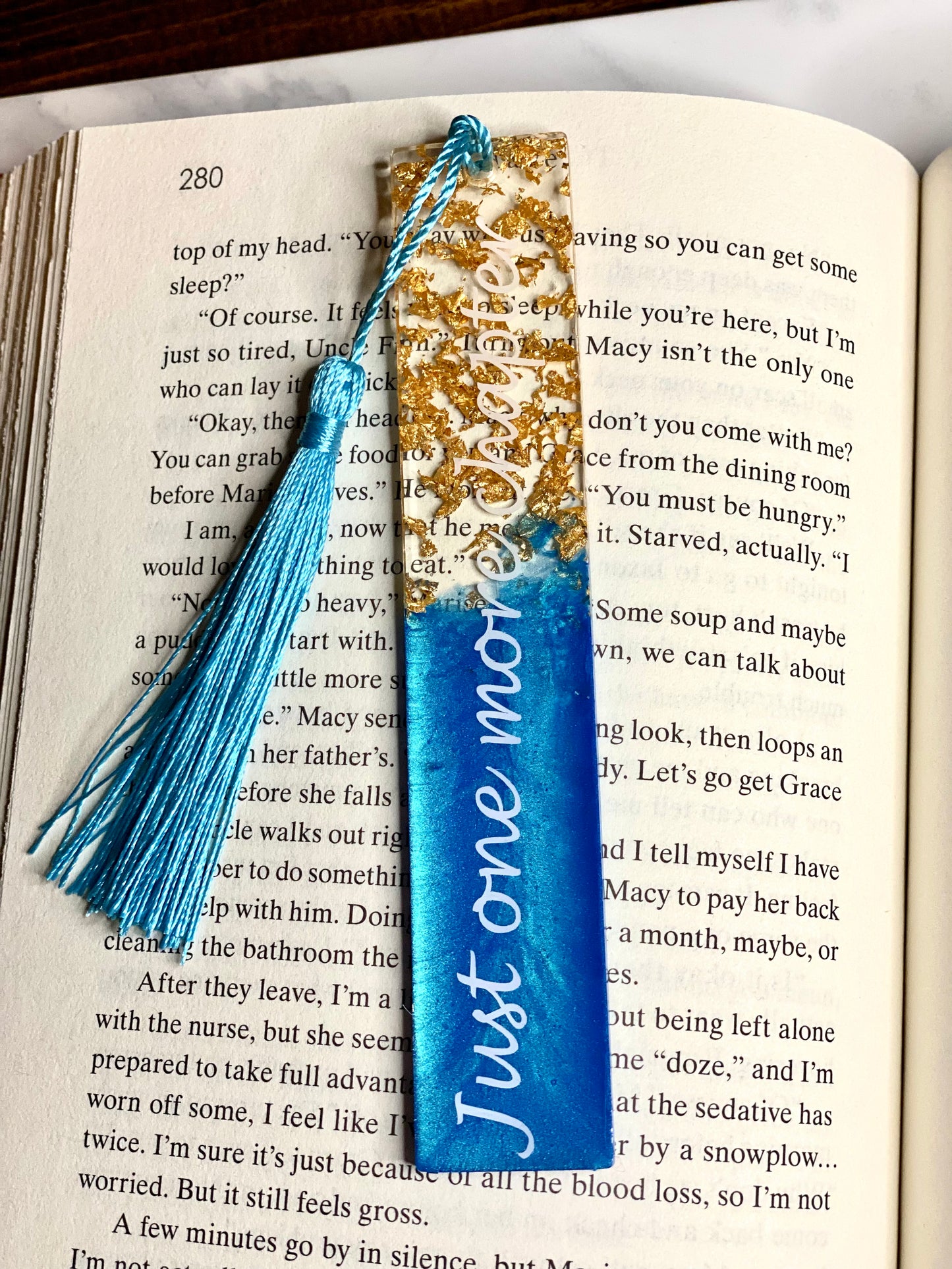 Bookmark - Blue “Just One More Chapter”