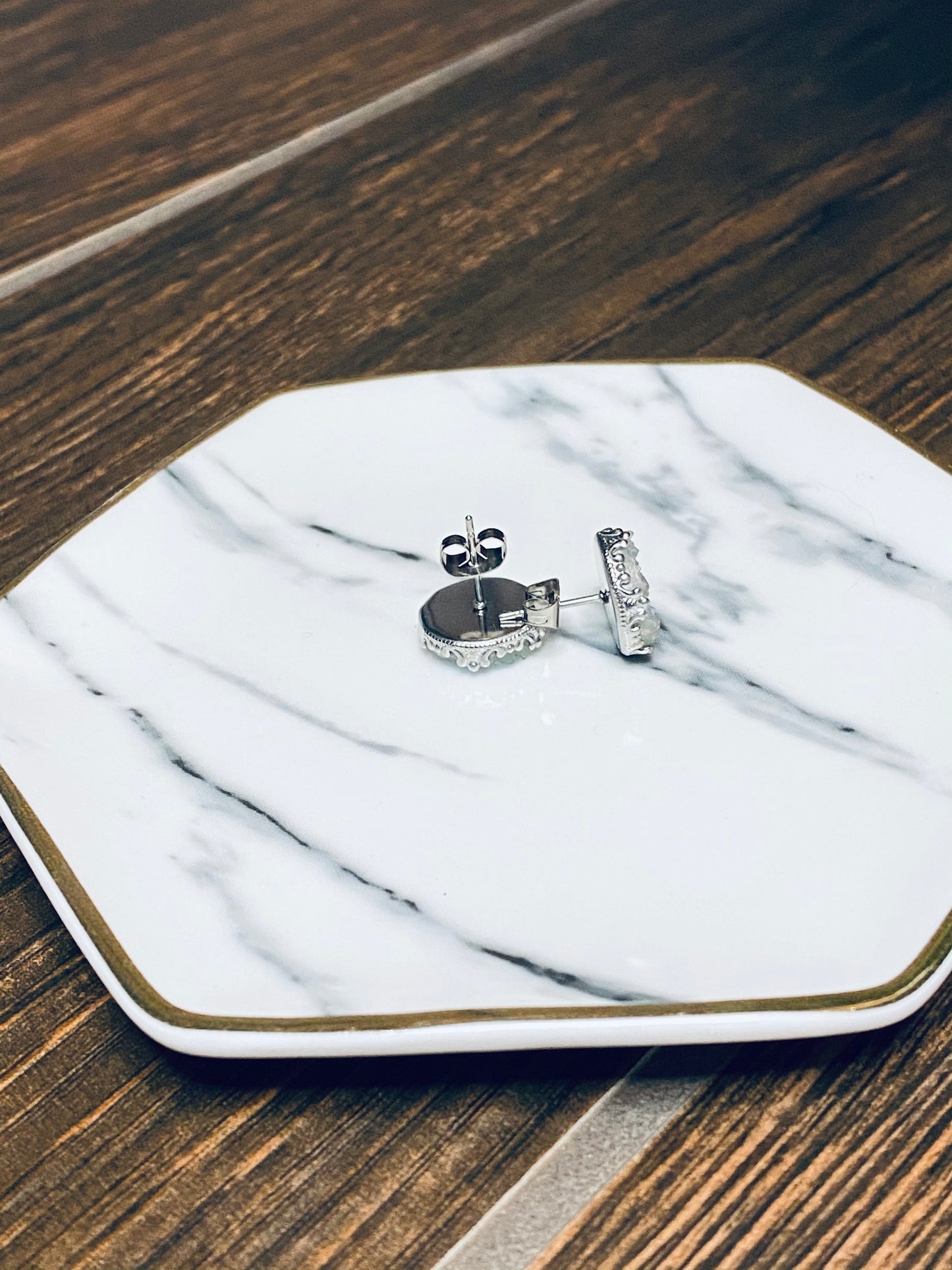 Earring Studs - Iridescent Druzy