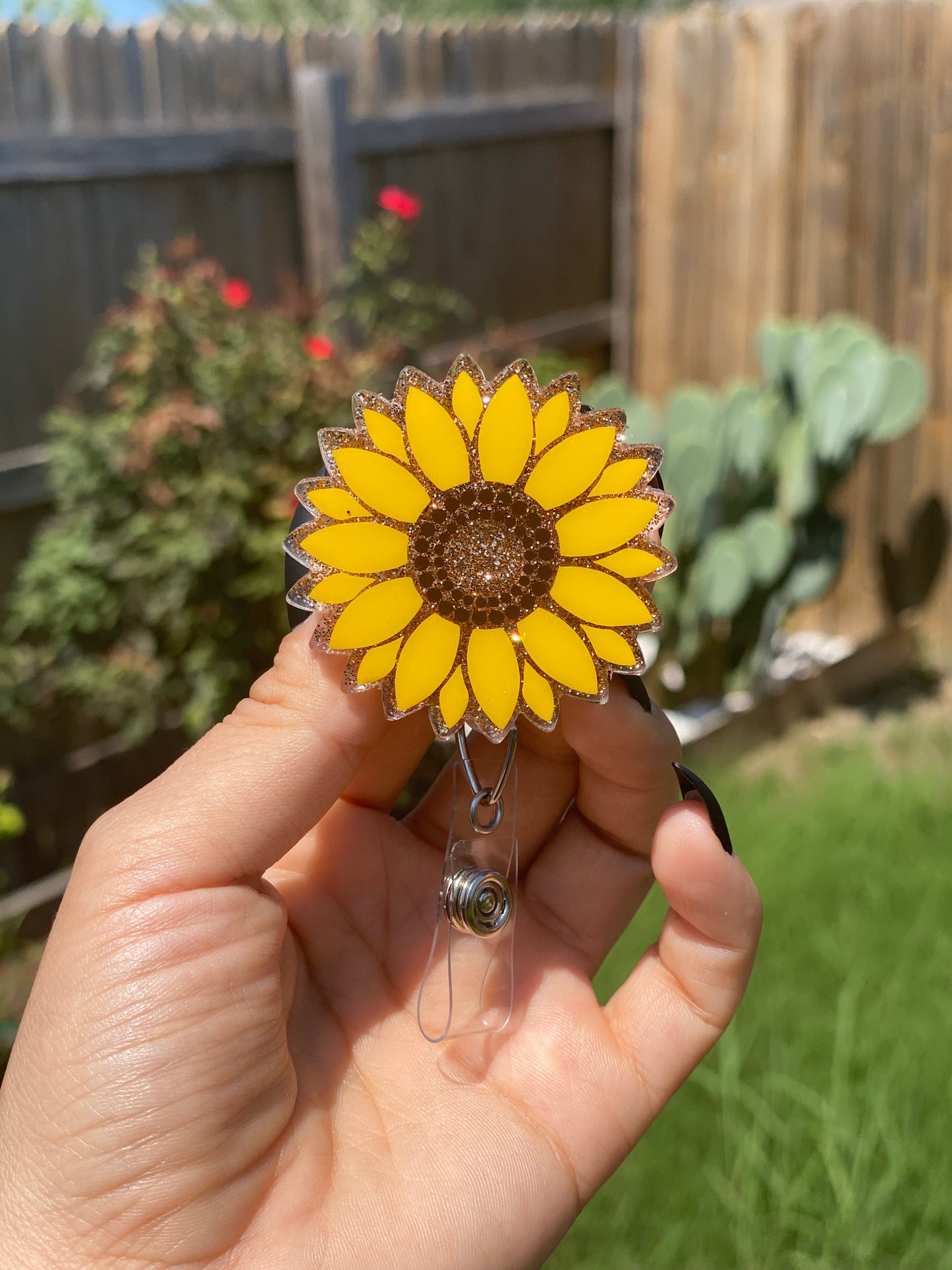 Floral Badge Reel - Sunflower