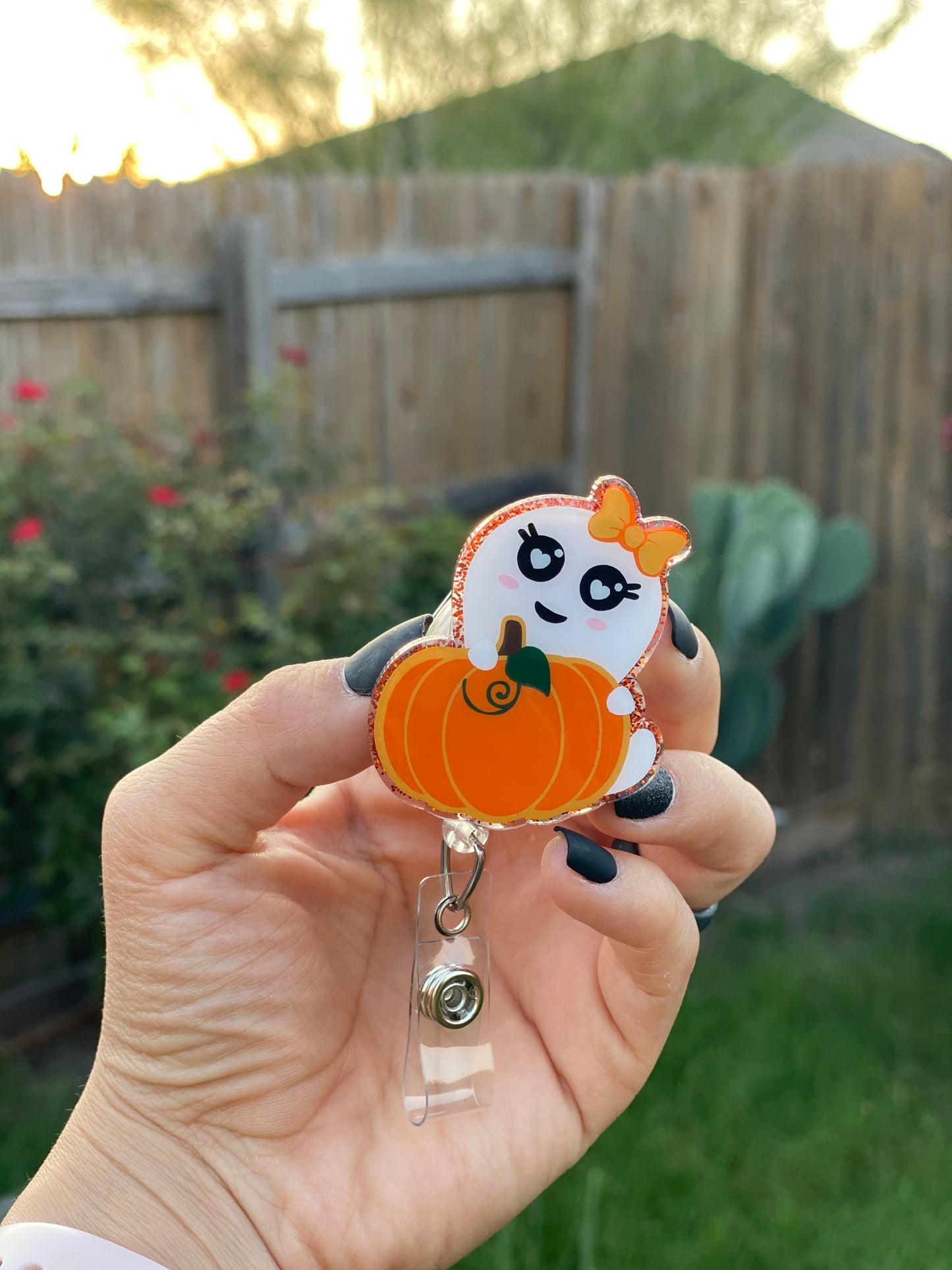 Halloween Badge Reel - Pumpkin 🎃 Ghostie