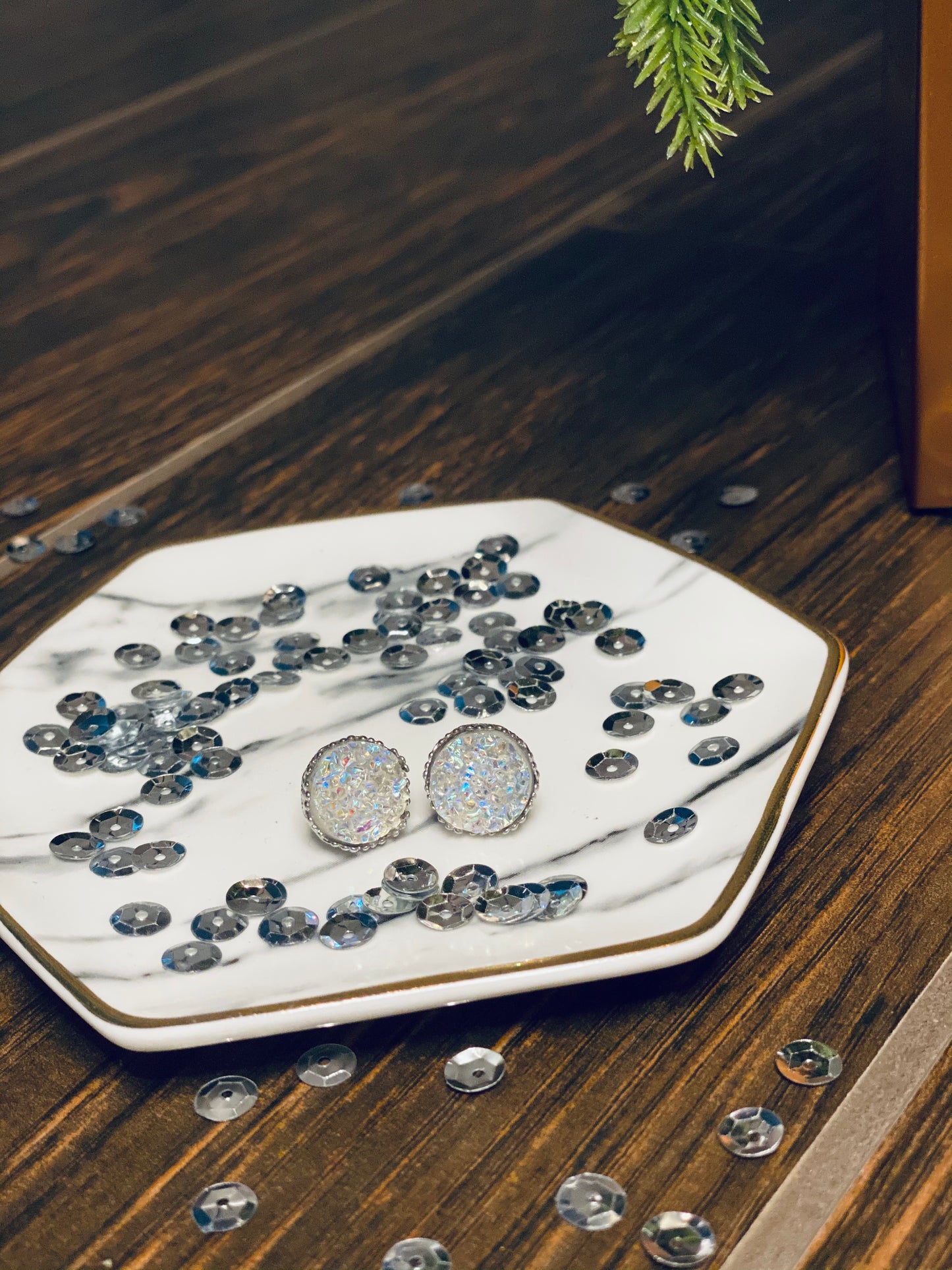 Earring Studs - Iridescent Druzy