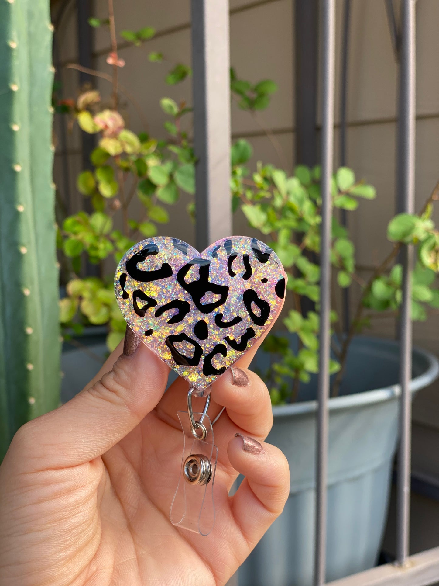 Badge Reel - Leopard 🐆 Print Heart ♥️
