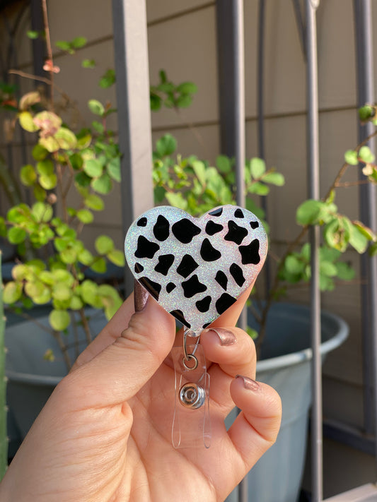 Badge Reel - Cow 🐄 Print Heart ♥️