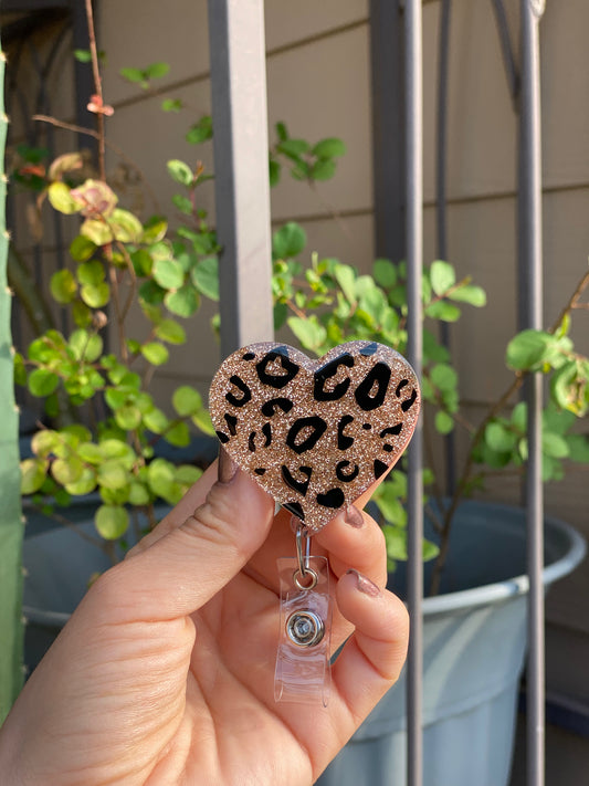 Badge Reel - Leopard 🐆 Print Heart ♥️