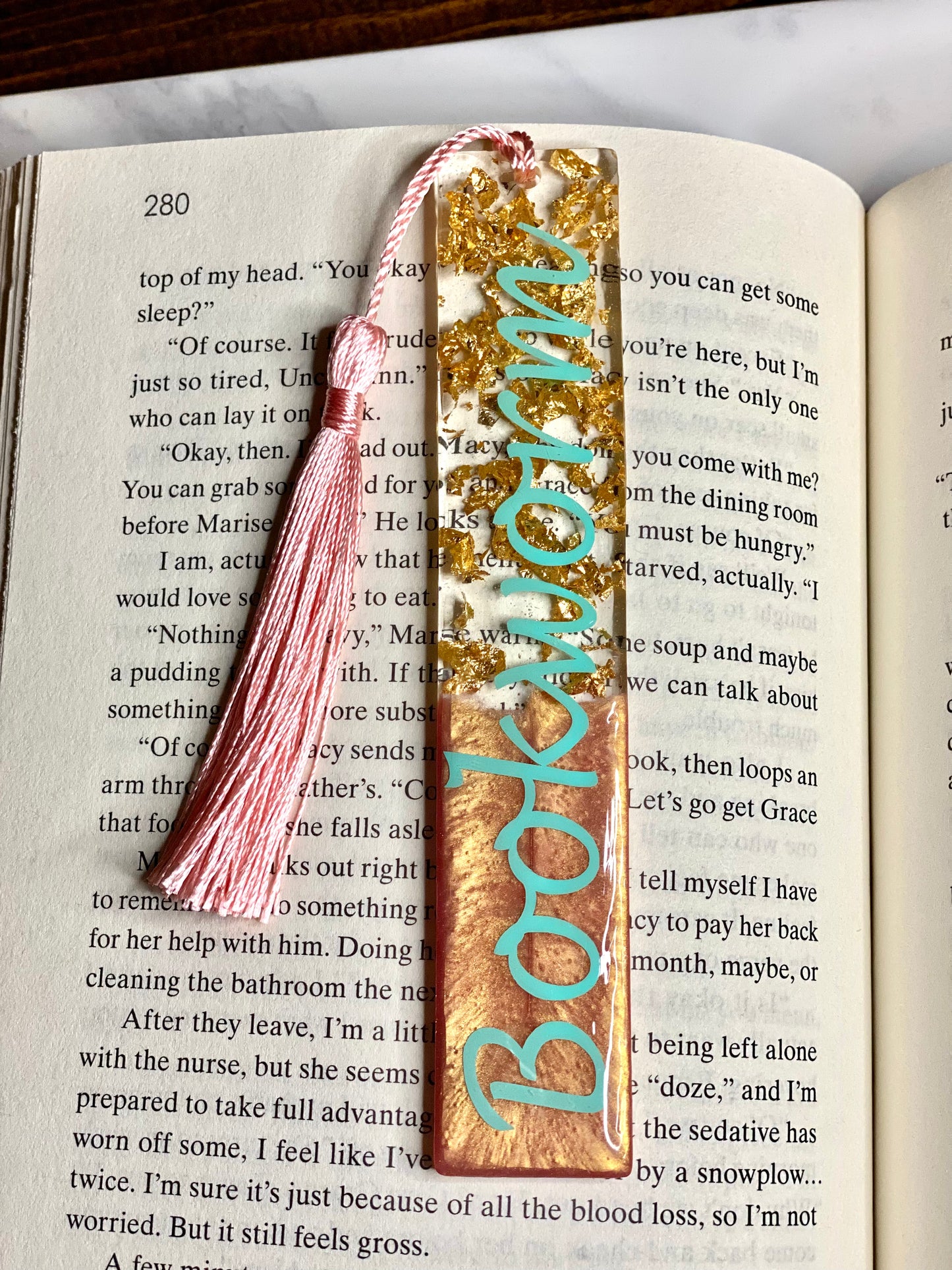 Bookmark - Coral “Bookworm”