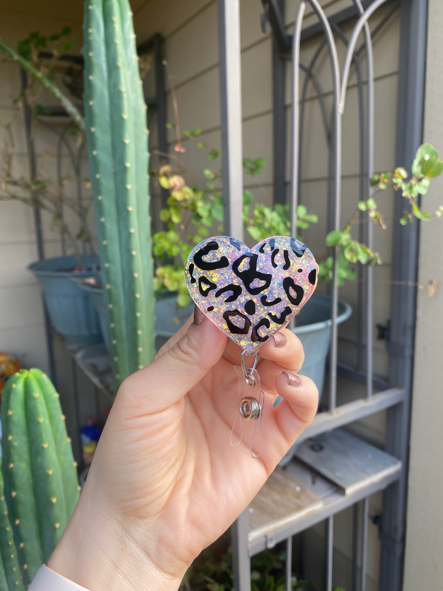 Badge Reel - Leopard 🐆 Print Heart ♥️