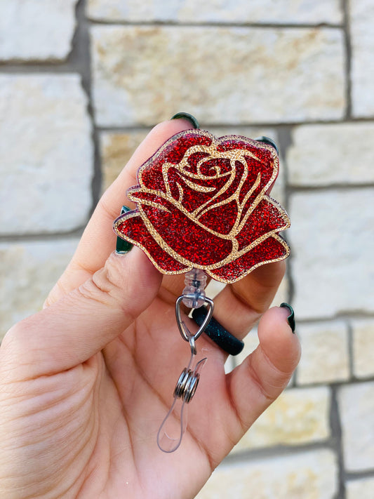 Floral Badge Reel - Rose 🌹
