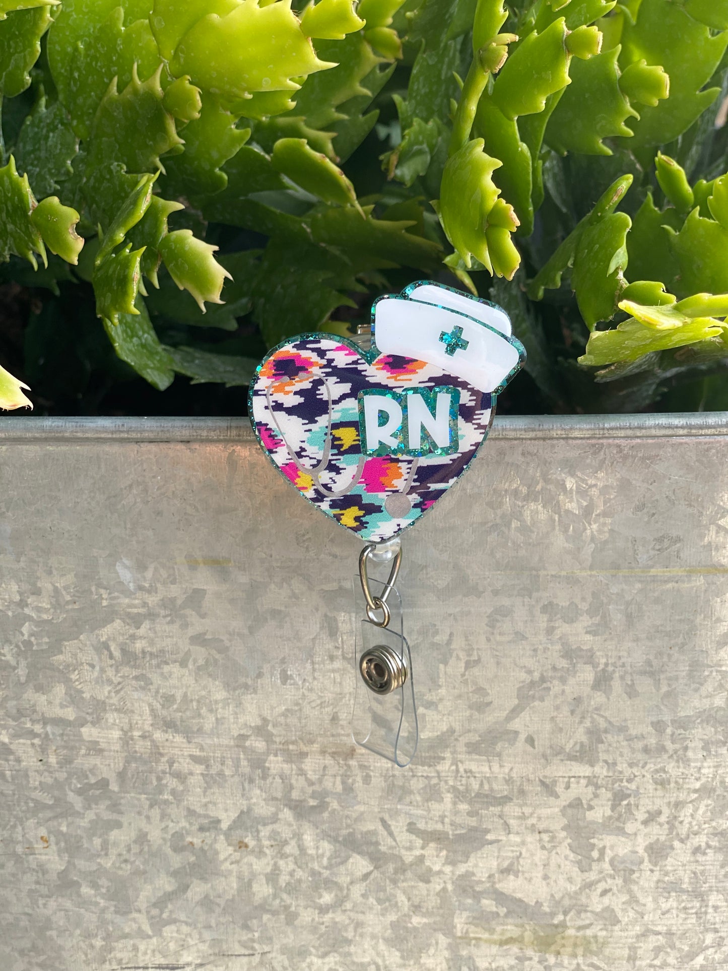 Medical Badge Reel - RN Heart W/Nurse Hat