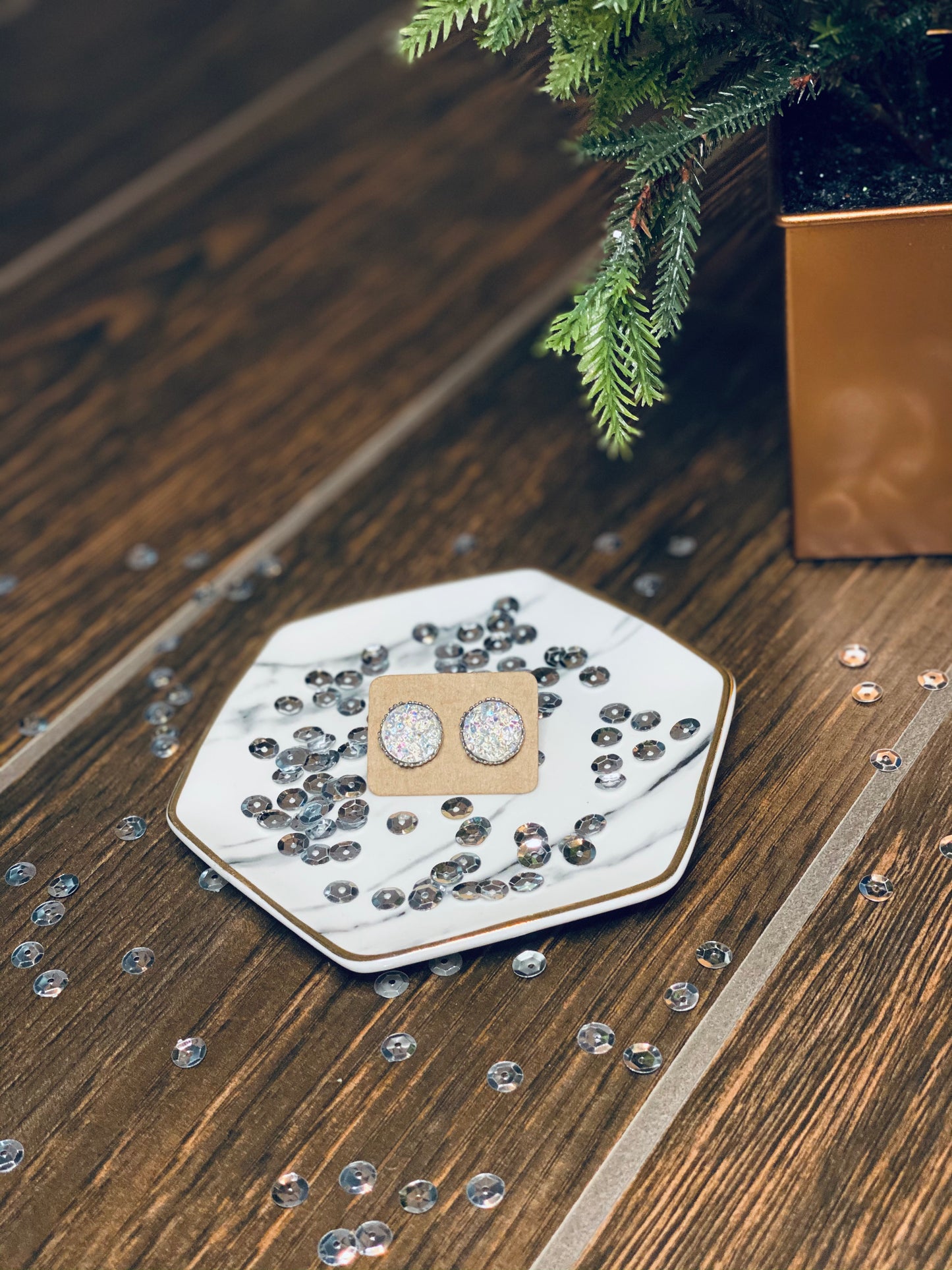 Earring Studs - Iridescent Druzy
