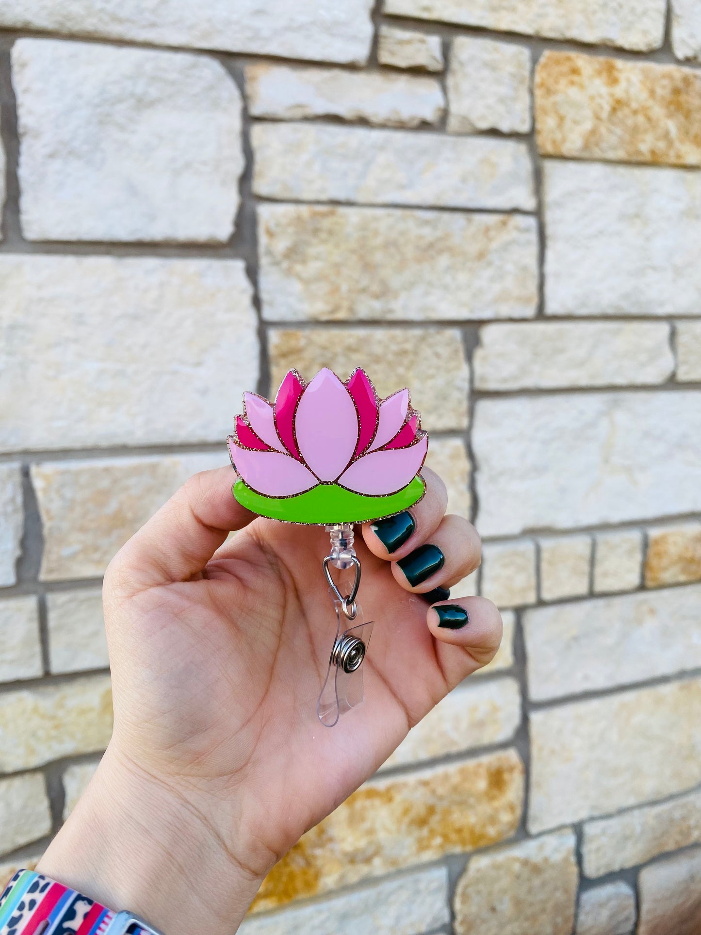 Floral Badge Reel - Lotus 🪷