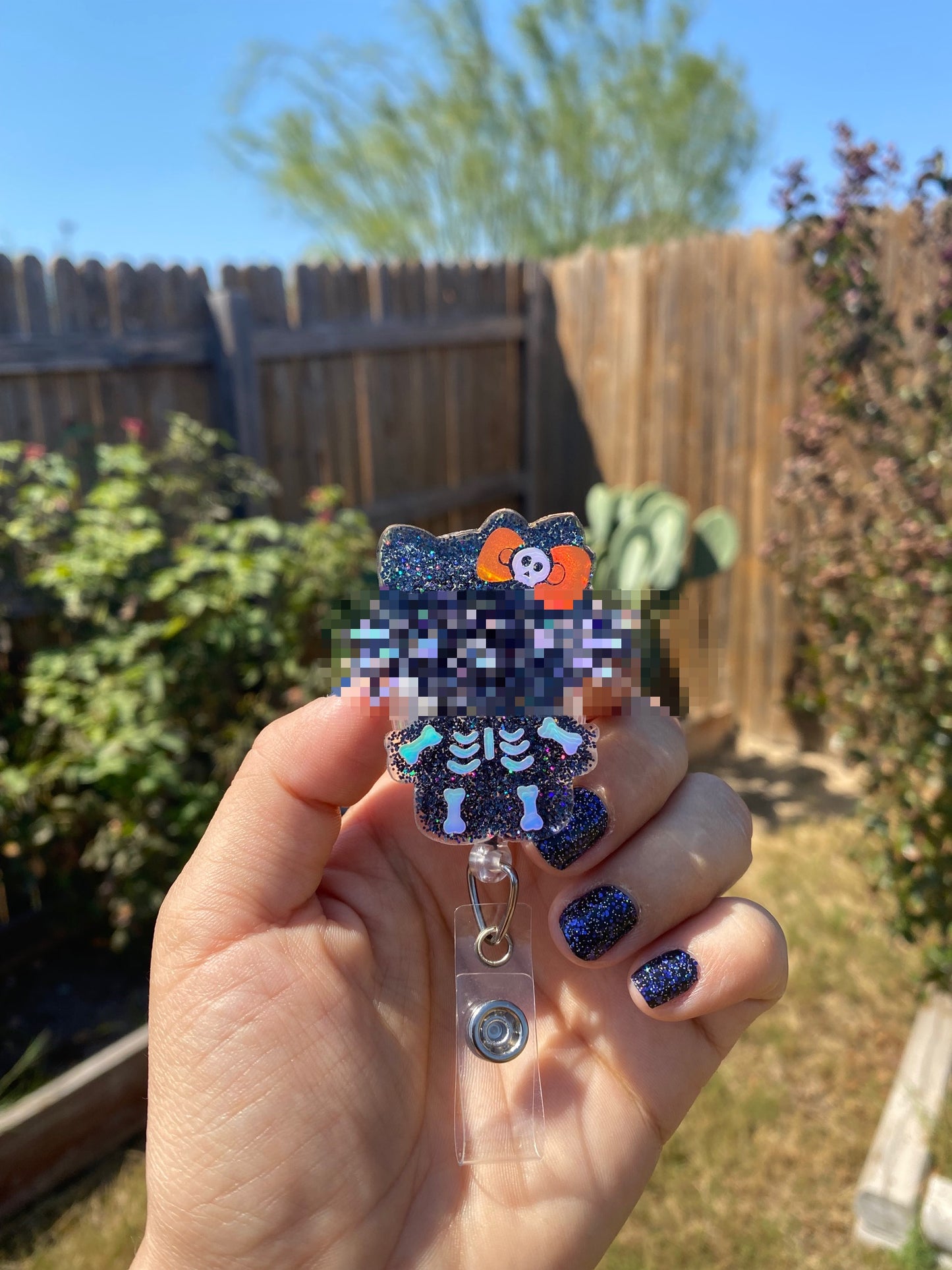 Halloween Badge Reel - Skeleton 🩻 Kitty 🐈‍⬛