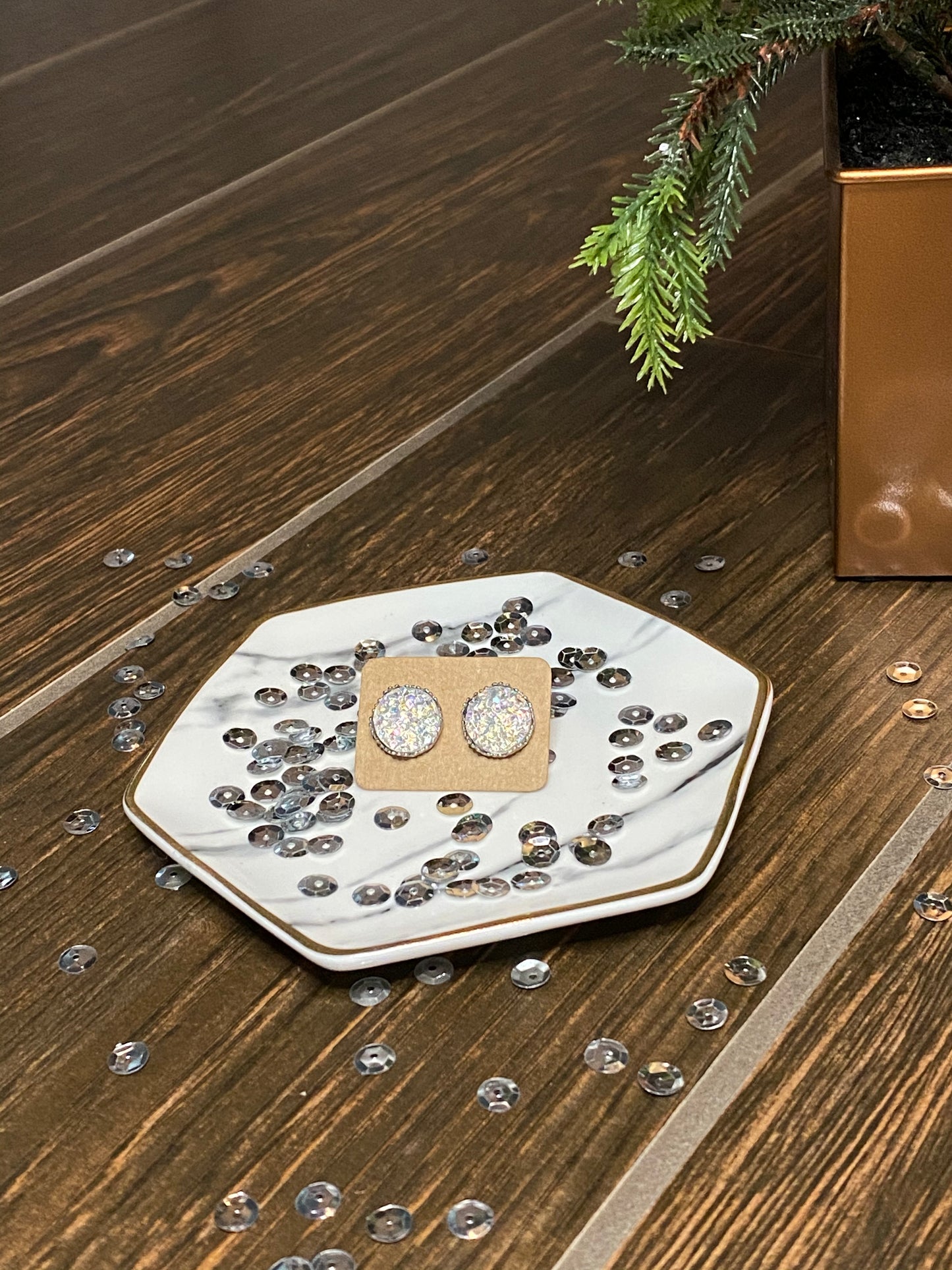 Earring Studs - Iridescent Druzy