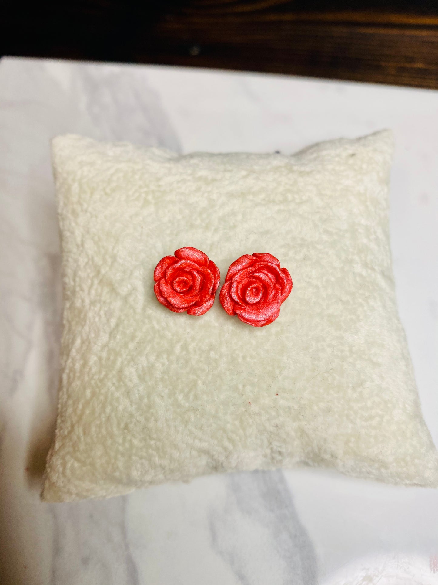 Earring Studs - Glitter Pink Roses