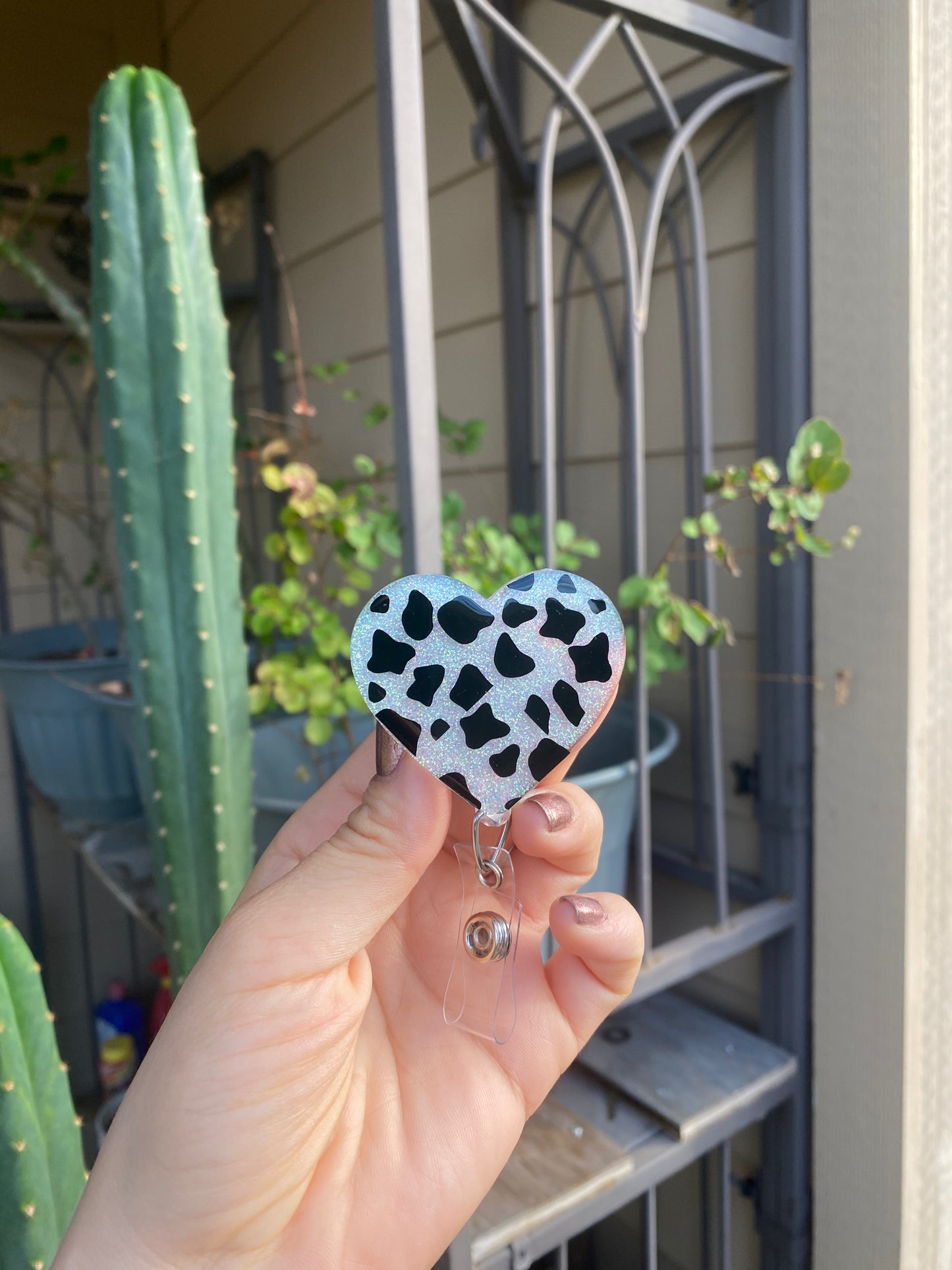 Badge Reel - Cow 🐄 Print Heart ♥️